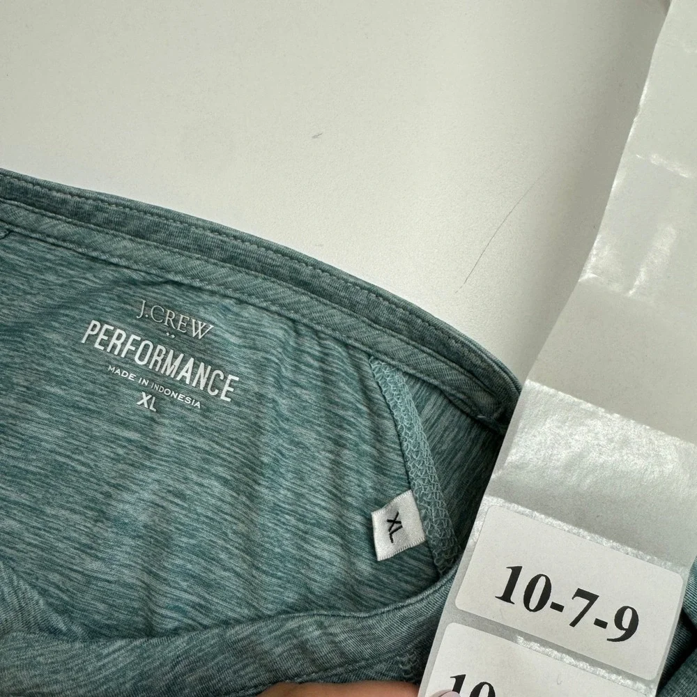 J Crew Shirt Mens XL Green‎ Blue Henley Active Performance Summer